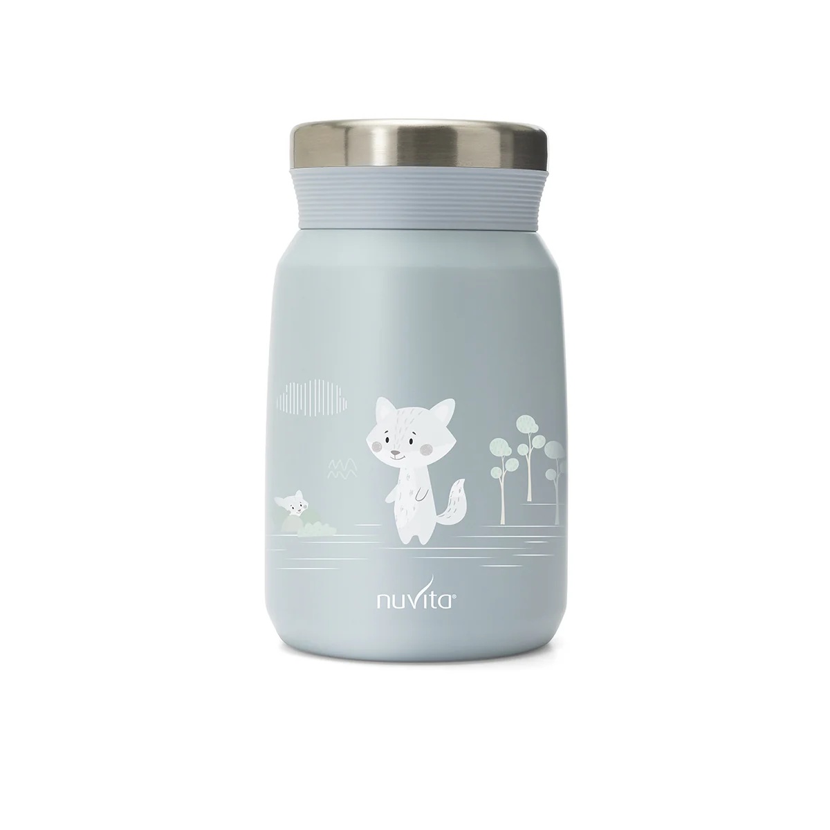 NUVITA Nuvita roestvrijstalen thermoskan voor vloeibare/vaste voeding, blauw, 500 ml, luchtdichte sluiting, geschikt voor babyvoeding en bouillon.