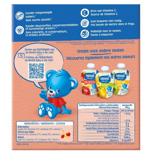 Nestlé 6+M vrećice za cijeđenje jabuke, banane i jagode<br>4 komada