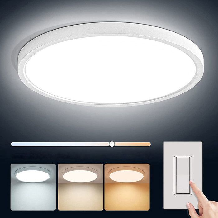 Lámpara de techo LED de color ajustable - Lámpara de baño - Redonda moderna ultrafina para cocina, dormitorio, sala de estar, 38W Ø40cm