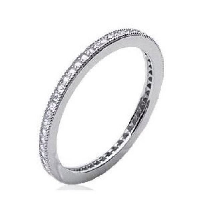 Bague Alliance en Argent Massif Rhodié sertie de Cubics Zirconium - Bijouxia