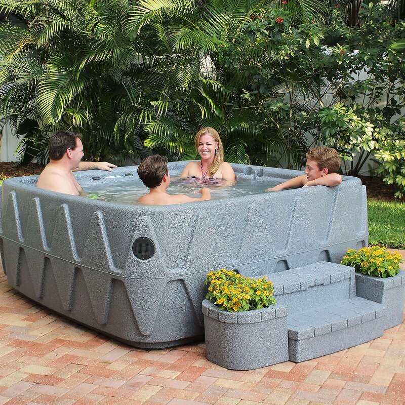 AquaRest Spas Premium 500 5-persoons ligstoel, plug-and-play, met 29 roestvrijstalen jets, ozonfunctie en LED-waterval