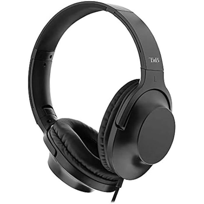 Wired TV Headphones - T'nB - Black Model - 3.5mm Jack - 124dB Sensitivity - 2m Cable + 3m Extension Cable