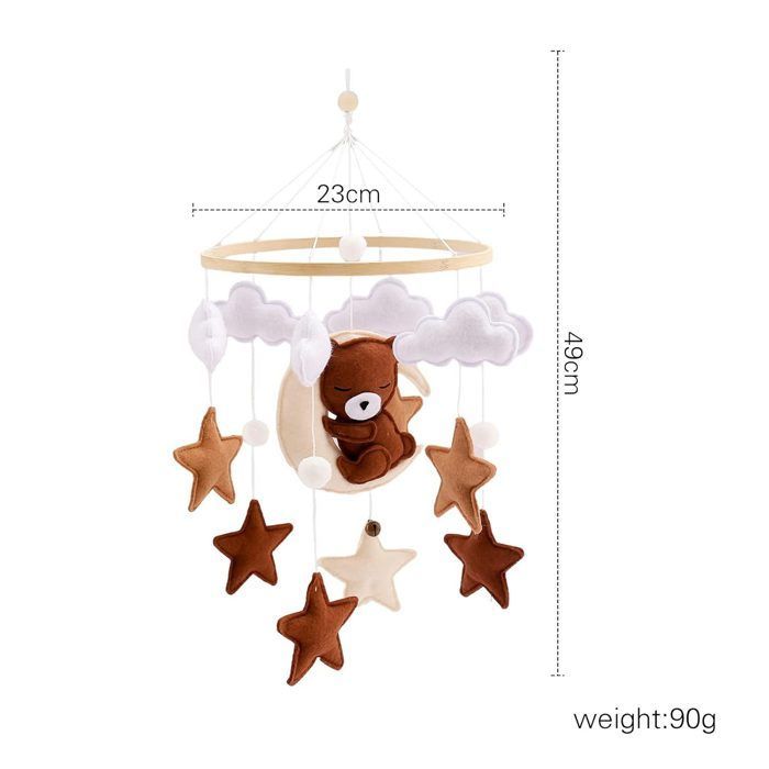 Babymobiel met houten ring en schattige dieren voor babywiegjes, zowel voor jongens als meisjes.