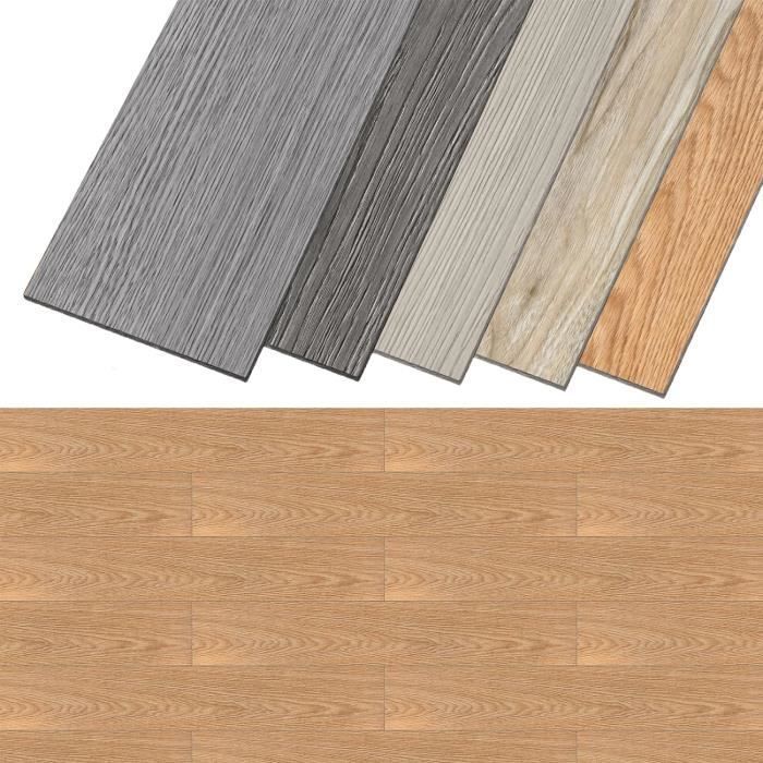 Revêtement de sol PVC - LILIIN - Dalles autocollantes - 91,44 x 15,24 cm - Imperméable - 18 pièces pour 2,51 m²