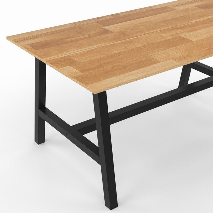 Mesa de comedor rectangular fija - IDMARKET - MADELEINE - Madera y negro - 6 personas - 160 cm