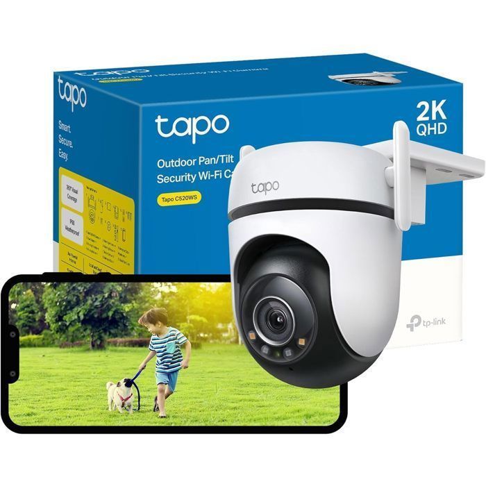 Cámara domo de techo Wi-Fi Tapo C520WS TP-Link de 4 MP, color blanco y negro, visión nocturna de 30 m.