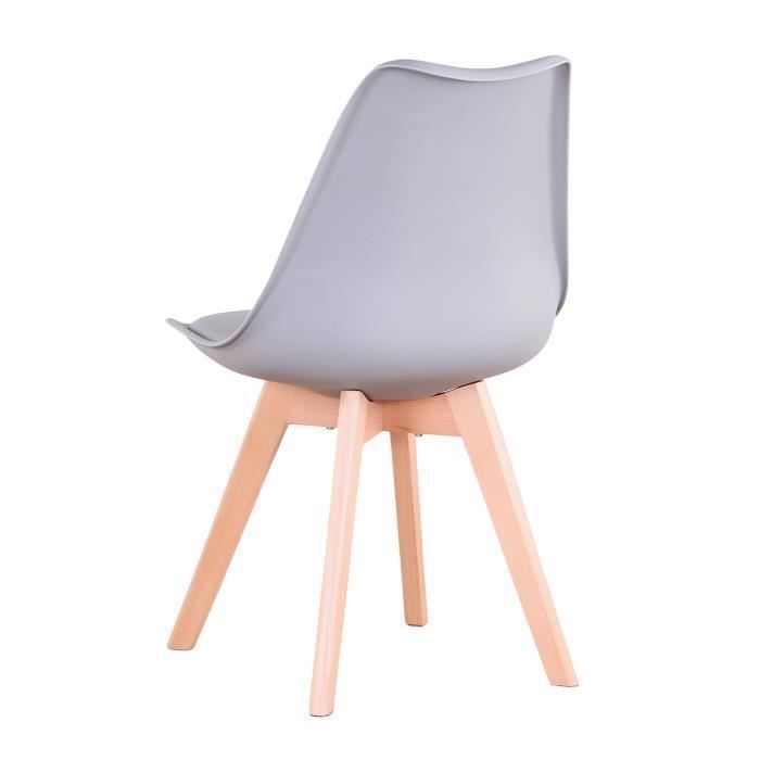 Lot de 4 chaises de salle a manger - Coussin de siège en cuir-L 49x P 42xH 83(Gris)