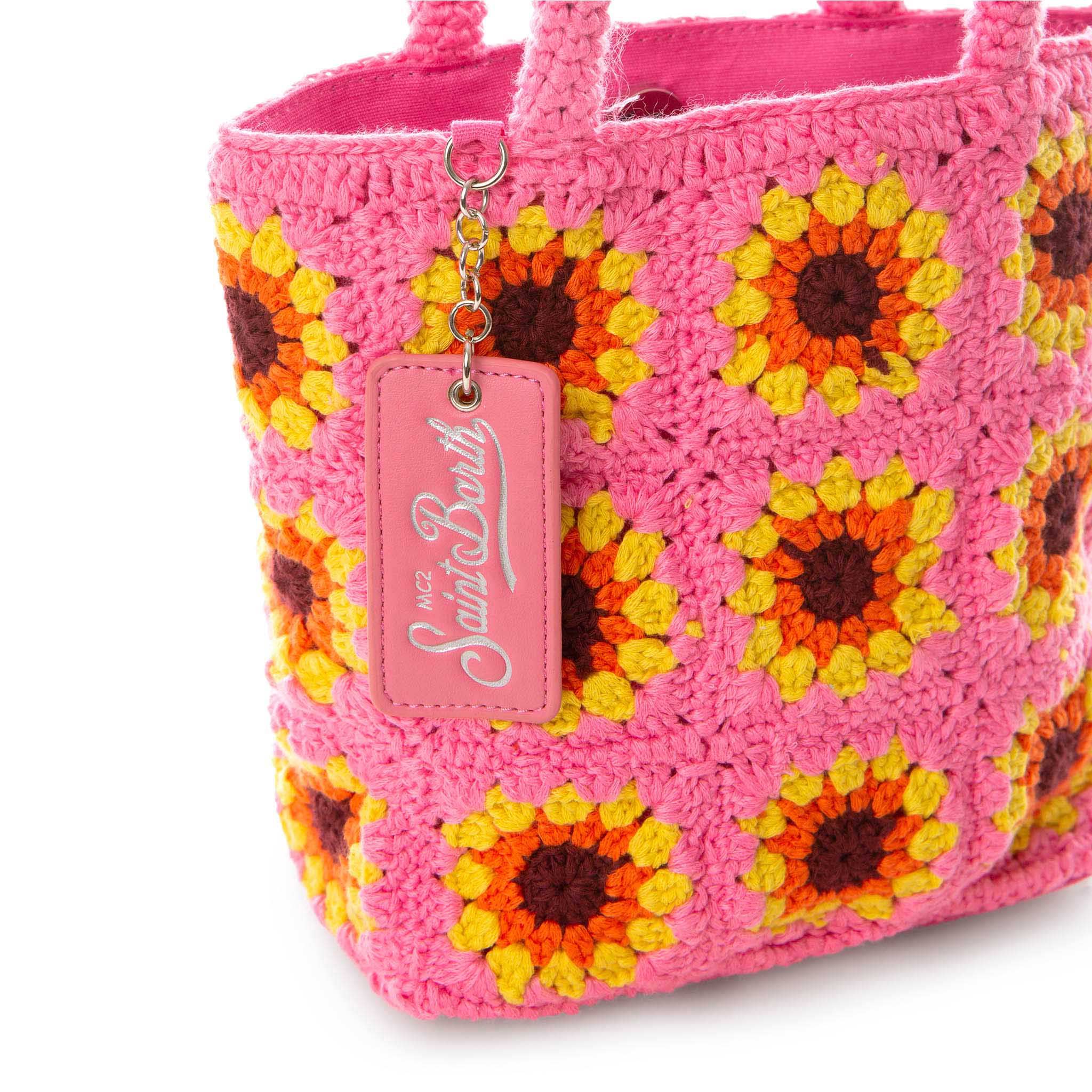 Bolsa de crochê com girassol
