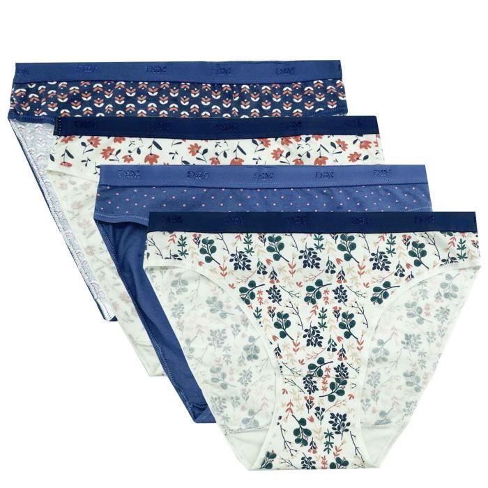 Braguitas de algodón elástico sin bolsillos DIM - Paquete de 4 - Azul