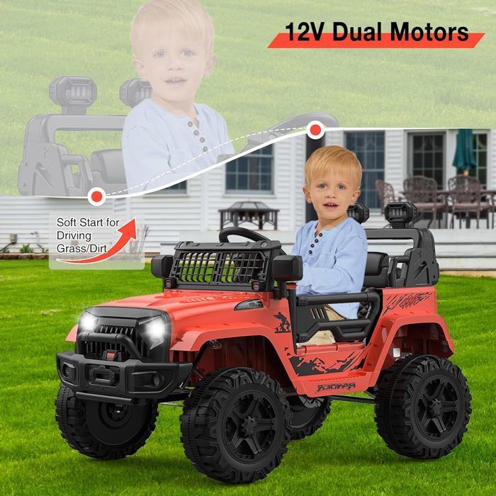 Elektrische kinderauto - PROMIRACAL - 12V 4,5Ah accu - S390 motor - Veiligheidsgordel & LED-verlichting - Inclusief afstandsbediening - Oranje