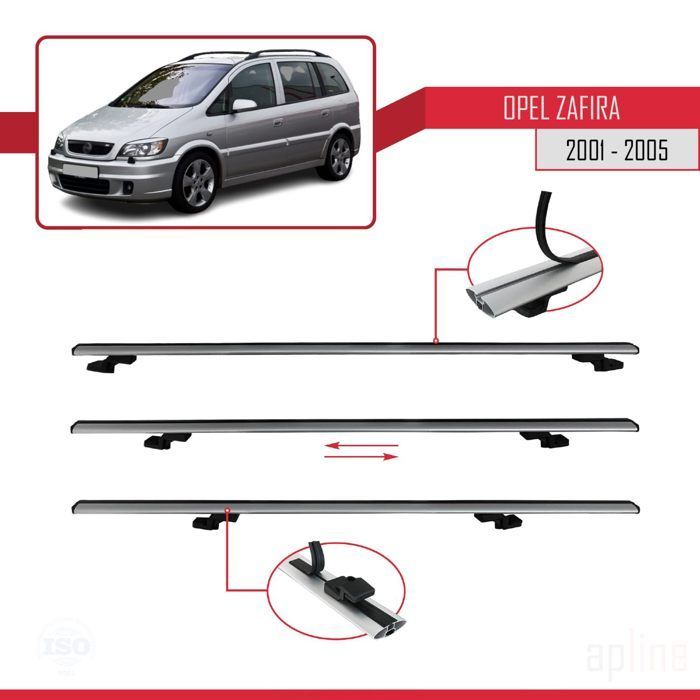 Barras de techo - Opel - Zafira A (T98) - Aluminio - Gris - 2 barras BÁSICAS