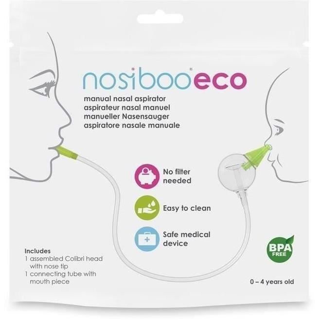 NOSIBOO Aspiratore nasale elettrico rosa per neonati + Aspiratore nasale manuale ecologico per neonati
