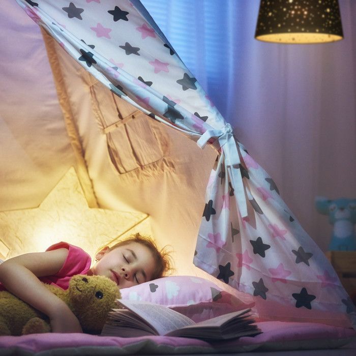 Kinderzimmerlampe – Relaxdays – Sterne – Runder Lampenschirm – E27-Fassung – Schwarz