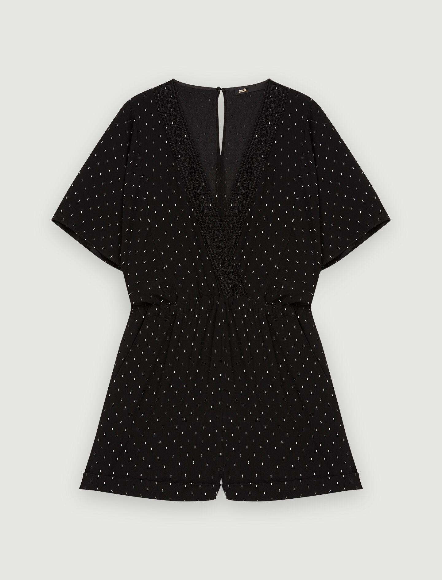 Korte jumpsuit met stippen - Zwart