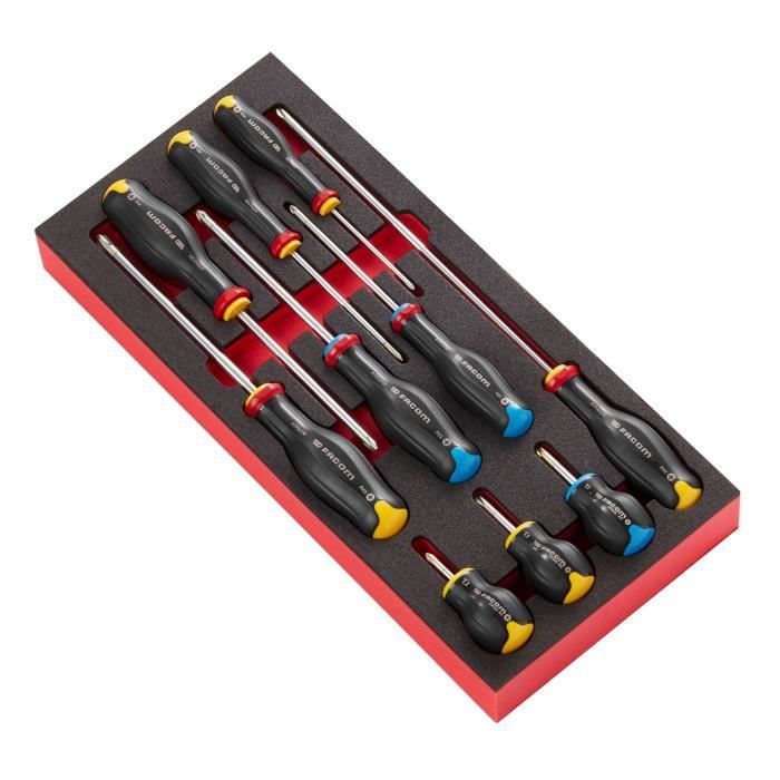 FACOM – Schaumstoffmodul mit 10 Protwist-Kreuzschlitzschraubendrehern – MODM.AT5PB