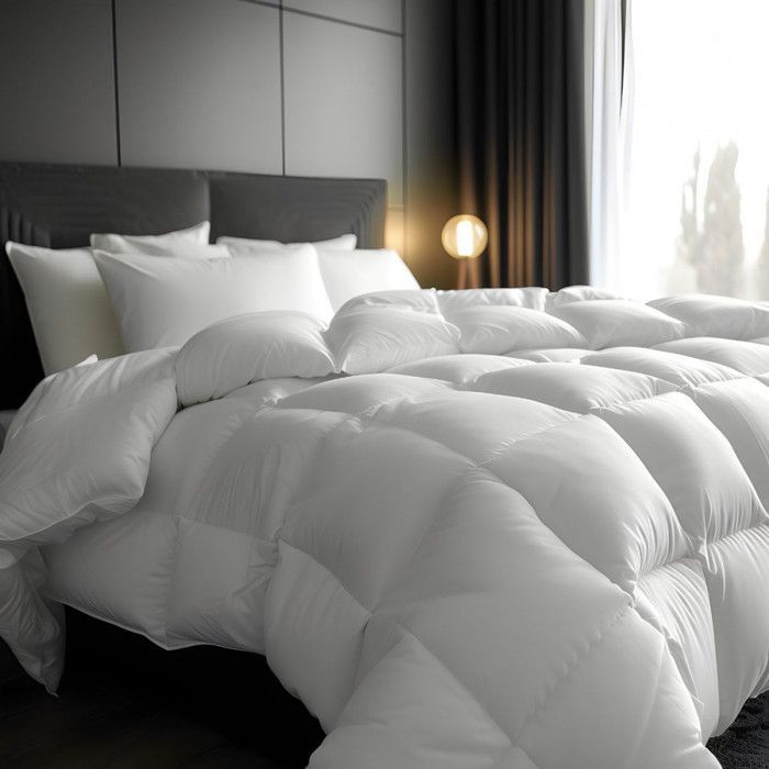 ALPES BLANC - Couette naturelle hiver 360 g/m² 280x240 cm - 30% duvet, 70% plumes – Chaude et gonflante - Fabrication française