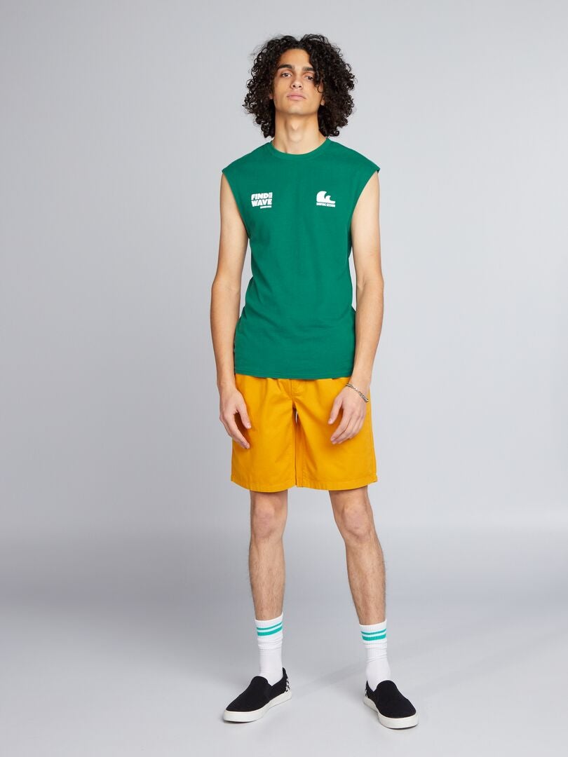 Stretch katoenen shorts - GEEL