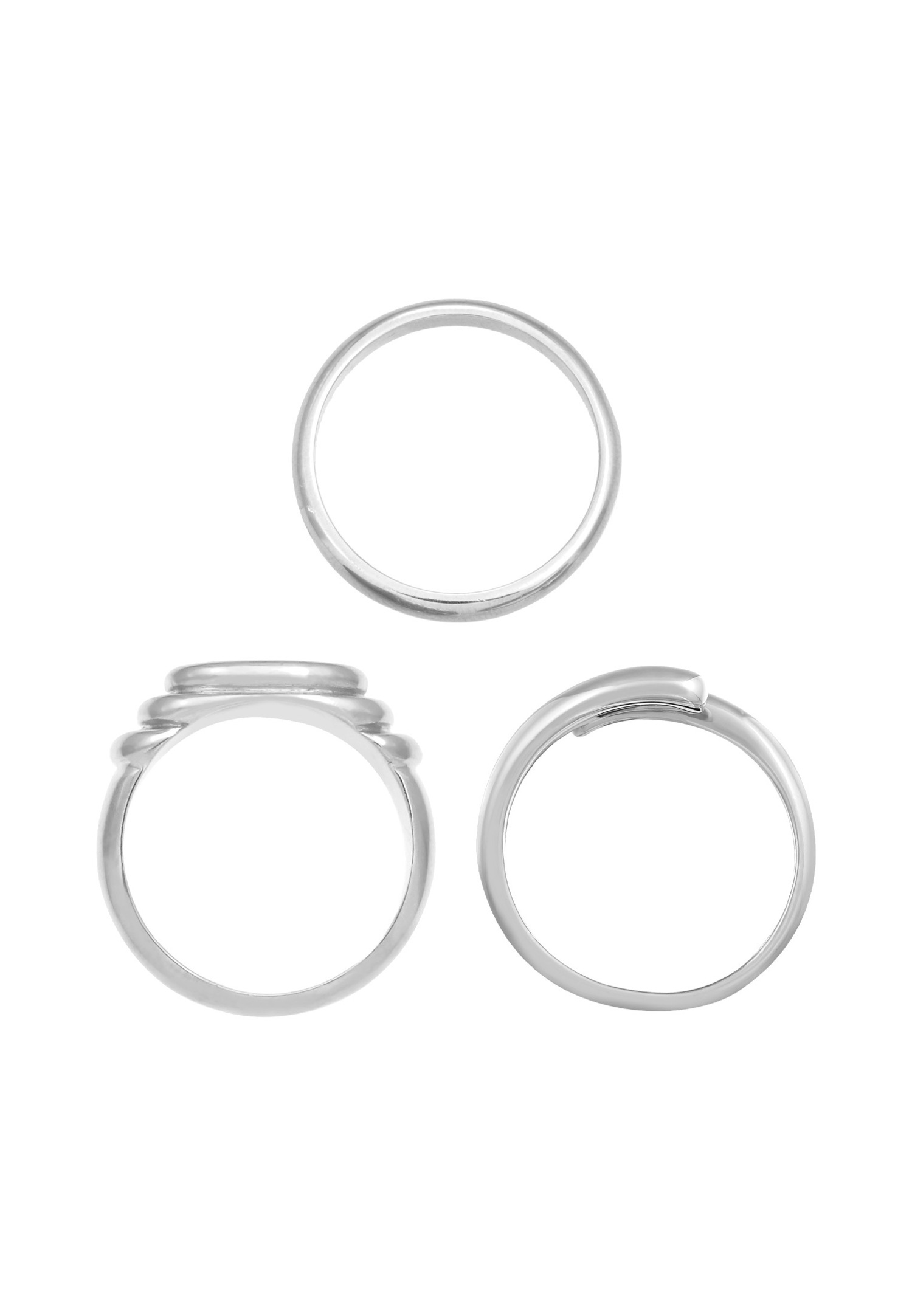 Elli PREMIUM Bague à anneau pour femme Bague de signalisation Bague enveloppante Trio Set de base en argent sterling 925