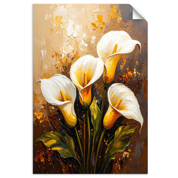 Naklejka samoprzylepna Feeby Kalie Białe Kwiaty jak malowane 20x30