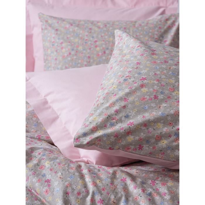 Juego de ropa de cama: 1 funda nórdica de 220 x 240 cm + 2 fundas de almohada de 60 x 60 cm - 100 % algodón reforzado - Rosa