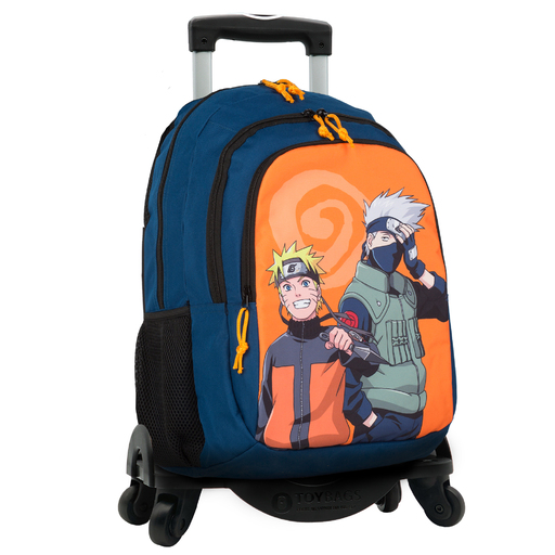  Sac à dos scolaire Naruto à double compartiment + trolley pour sacs à jouets avec 4 roues pivotantes à 360°
