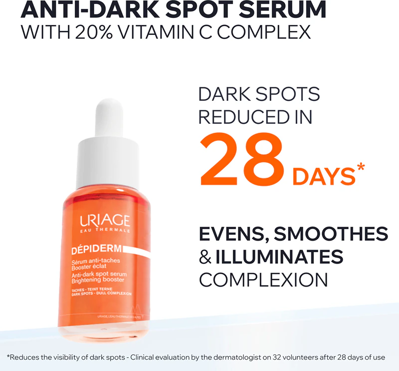Uriage Dépiderm Anti-Pigmentflecken Aufhellendes Booster-Serum – Aufhellendes Serum gegen Pigmentflecken mit aufhellender Wirkung