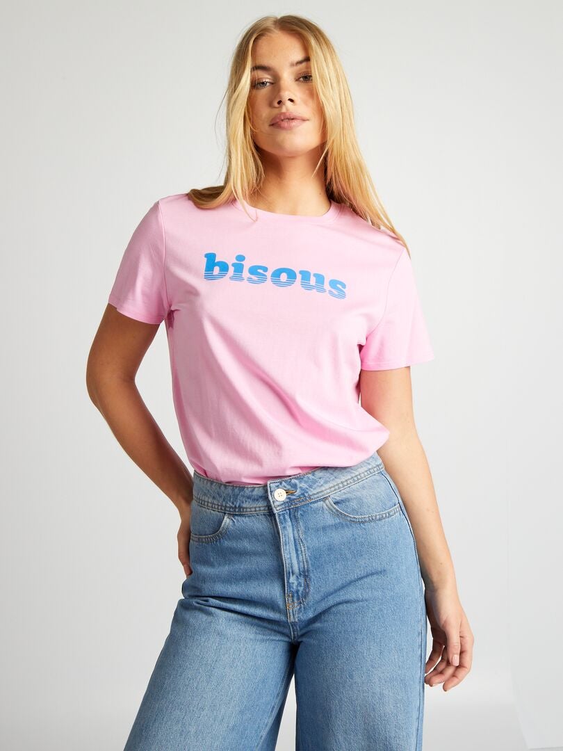 Camiseta com estampa de corações - ROSA