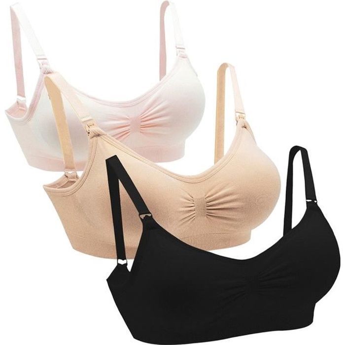 Wireless nursing bra, Black+Ecru+Light Pink, L