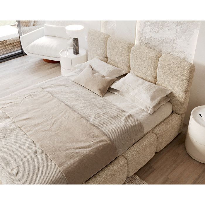 Delicato 180 x 200 cm Stauraumbett mit hochklappbarem Lattenrost, Creme