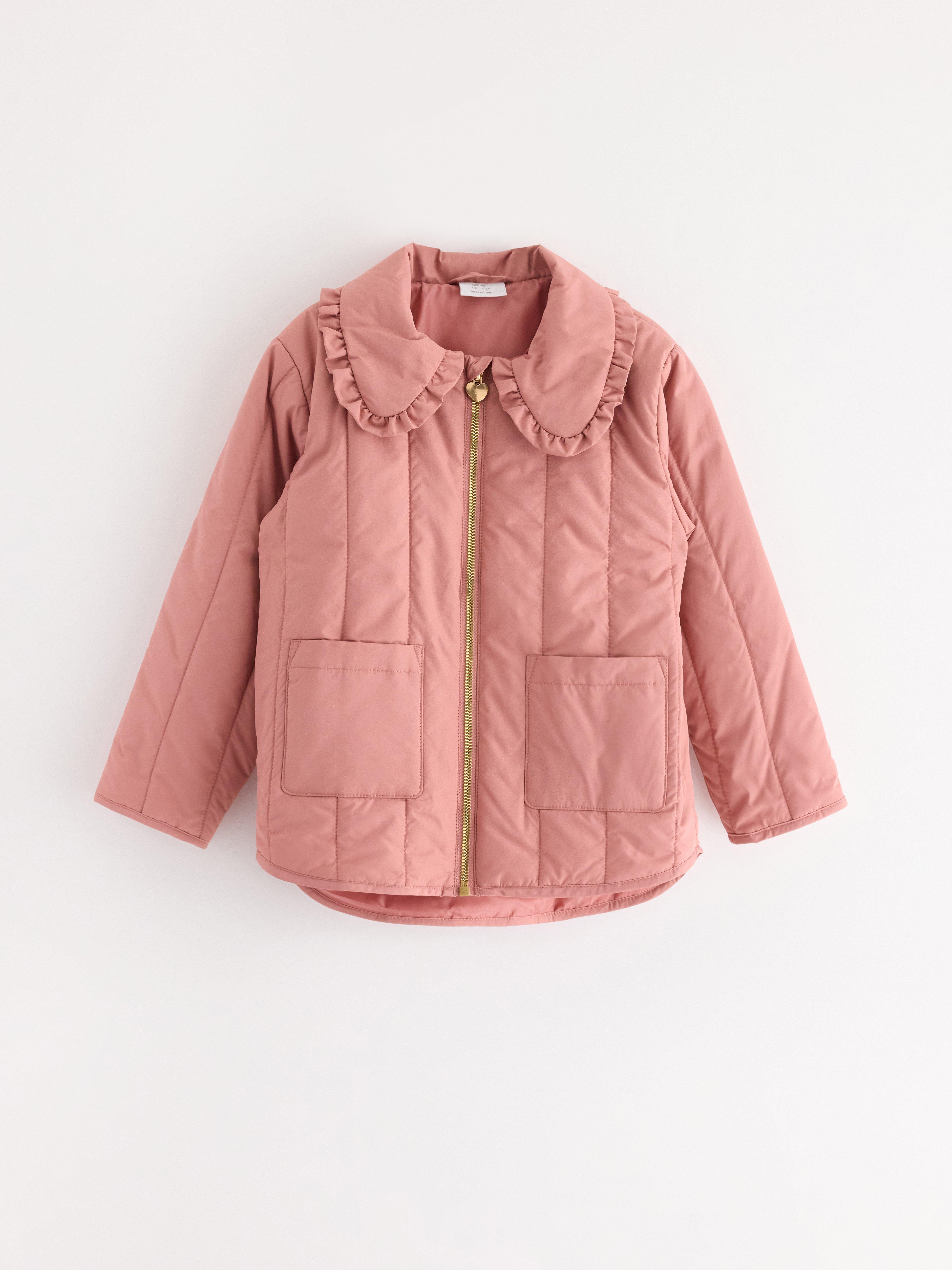 Jaqueta impermeável com gola rosa-claro