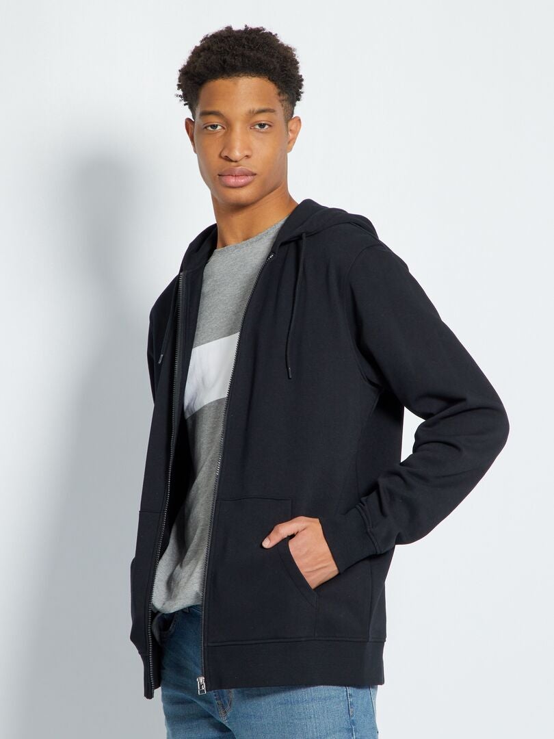Hoodie met rits + 190 cm - Zwart