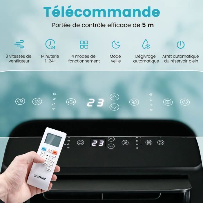 Aire acondicionado portátil COSTWAY de 12000 BTU con función de calefacción por aplicación a 25 °C, 3,5 kW, R290, 6 en 1, Clase A, silencioso, con ventilador, deshumidificador y modo nocturno.