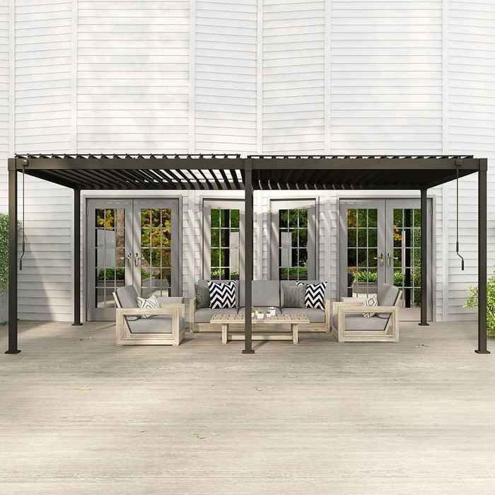 MIRADOR Bioklimatische Pergola 80S 3x5m Verstelbare Lamellen Terras, Buiten en Binnenplaats, Antraciet Staal