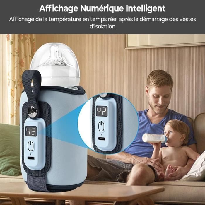 Chauffe-biberon portable USB YSINOBEAR - Régulation intelligente de la température à 38-52℃ - Bleu