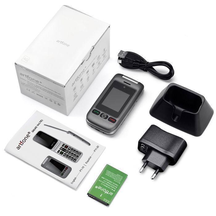 Artfone G6 4G Téléphone Clapet Portable Sénior,Grandes Touches, Bouton SOS,Radio FM,Radio FM ,Lampe Torche,Batterie 1200mAh