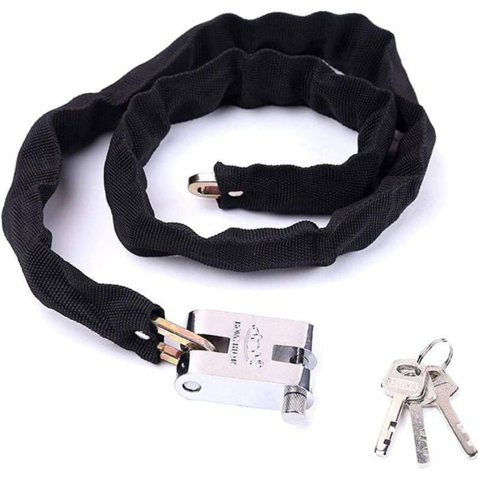 Stevige motorslotketting, 3 sleutels, 100 cm, zwart