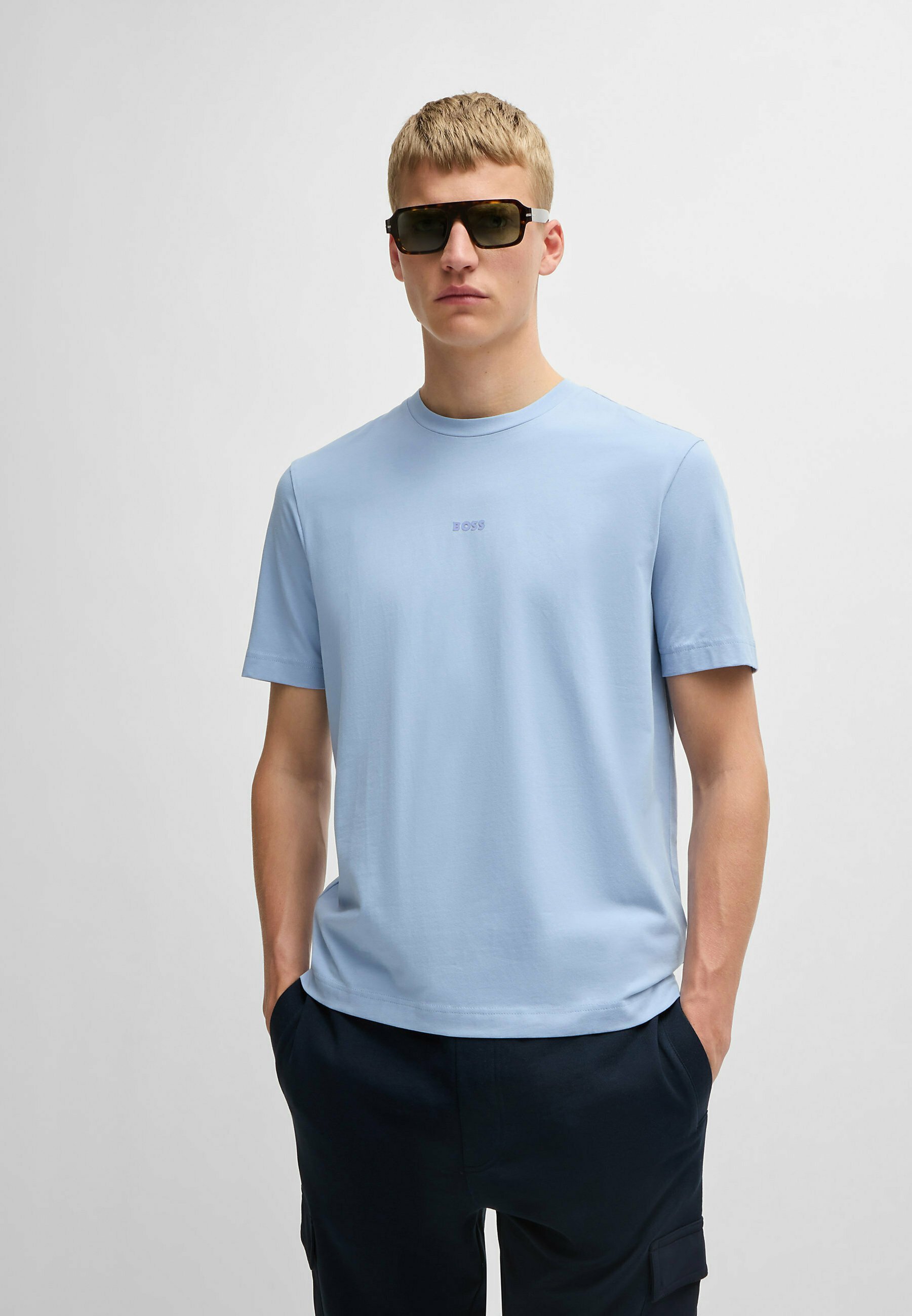 BOSS TCHUP - Basic T-shirt - open blauw tien