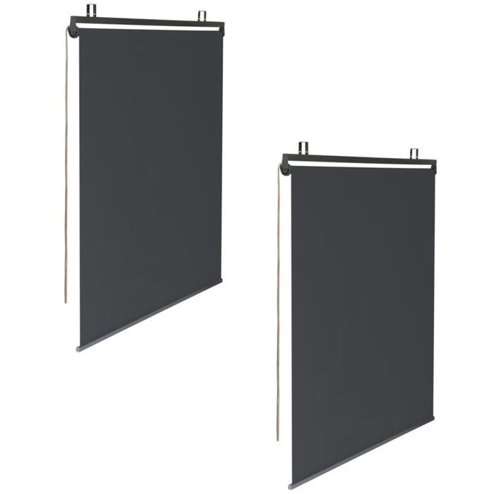 IDMARKET Juego de 2 estores enrollables de 124 x 225 cm para pérgola, color gris antracita.