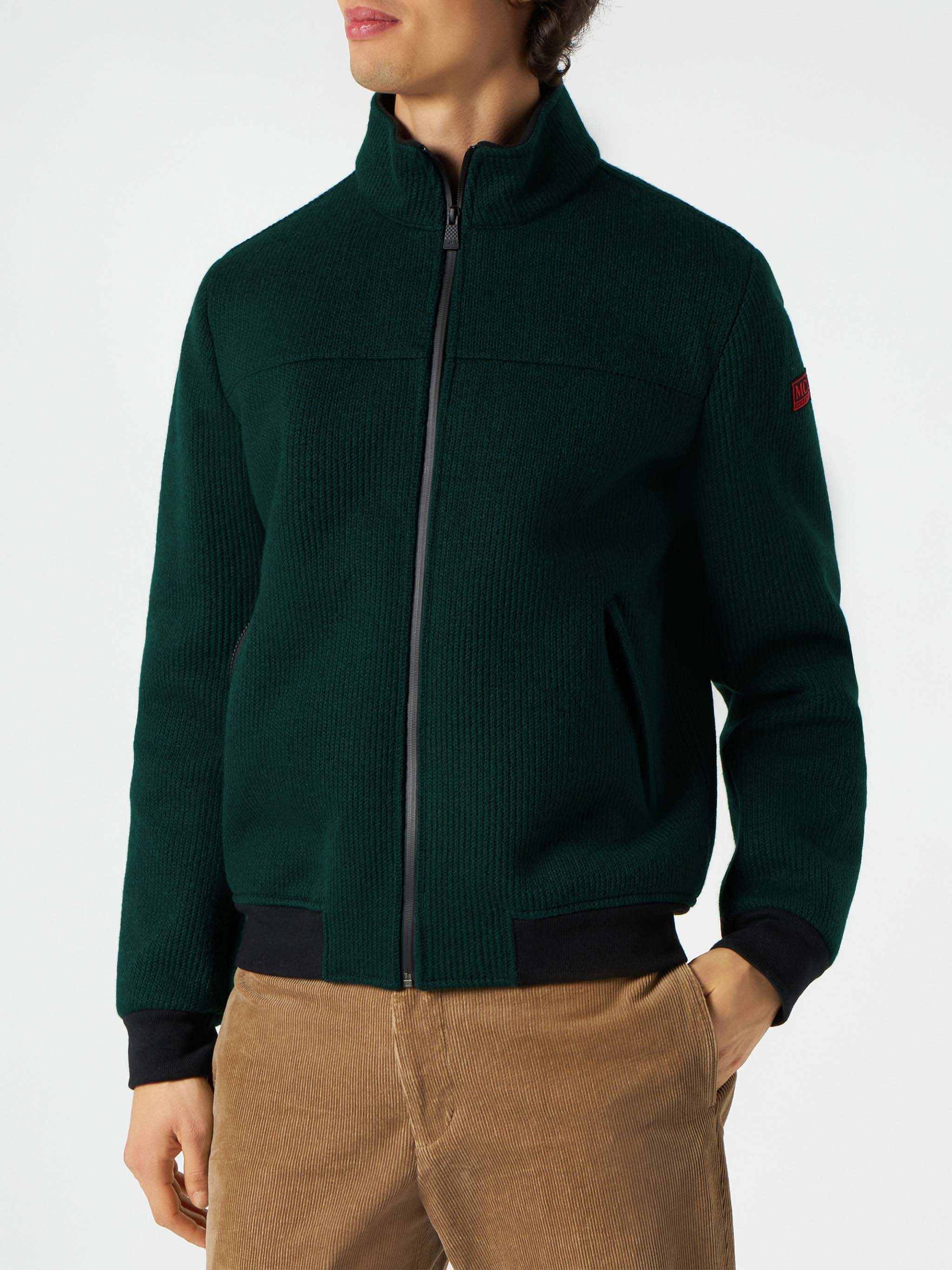 blouson aviateur vert côtelé pour homme