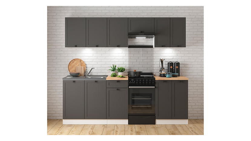 Komplet kuchenny  Junona Line 230 cm grafitowy z blatem