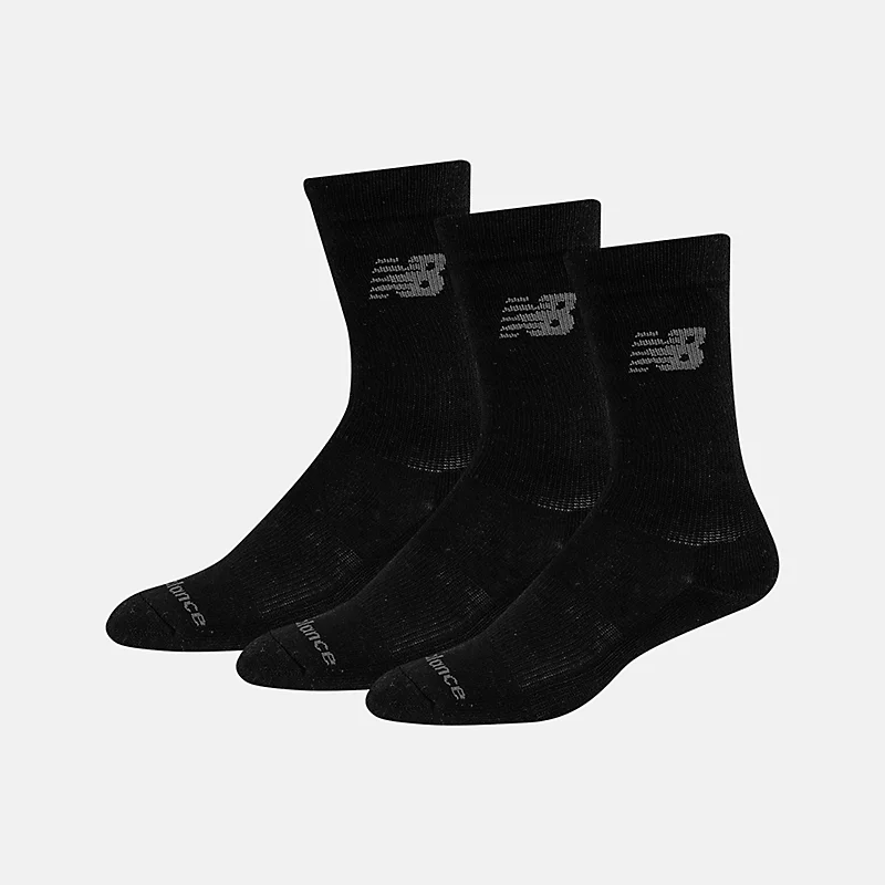 Unisex katoenen sokken met demping, set van 3 - ZWART