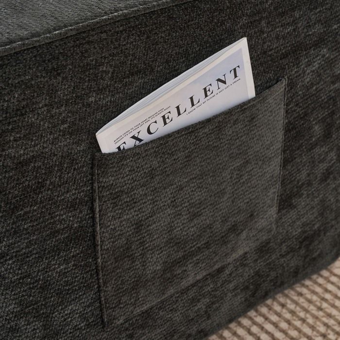 Canapé d’angle modulable XXL 264 cm, canapé nuage sans montage, tissu chenille noir, assise profonde, convertible salon