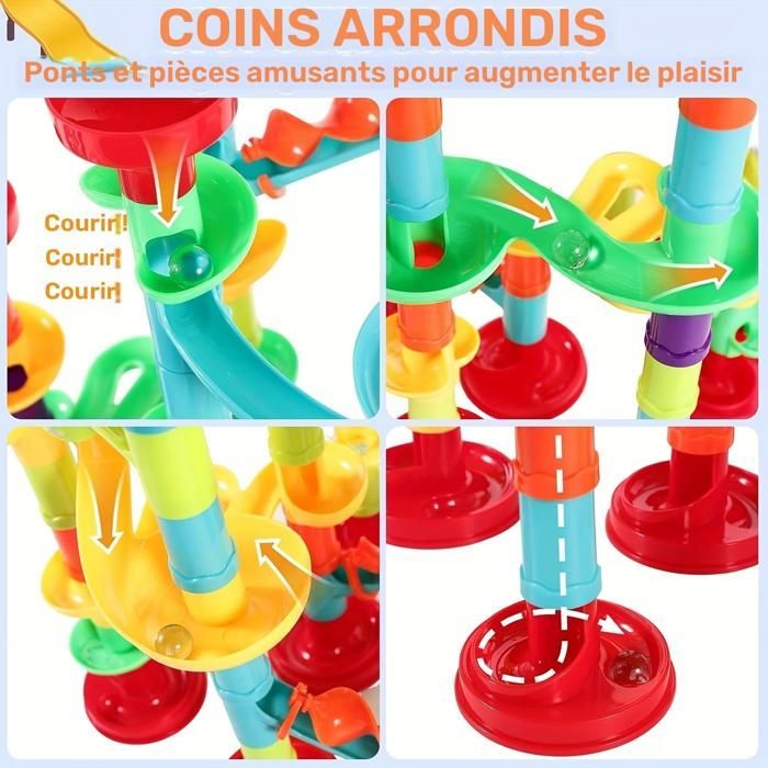 Pista de canicas colorida de 142 piezas, juego educativo STEM con canicas. Regalo de Navidad/cumpleaños para niños/niñas – idea para rellenar el calcetín navideño.