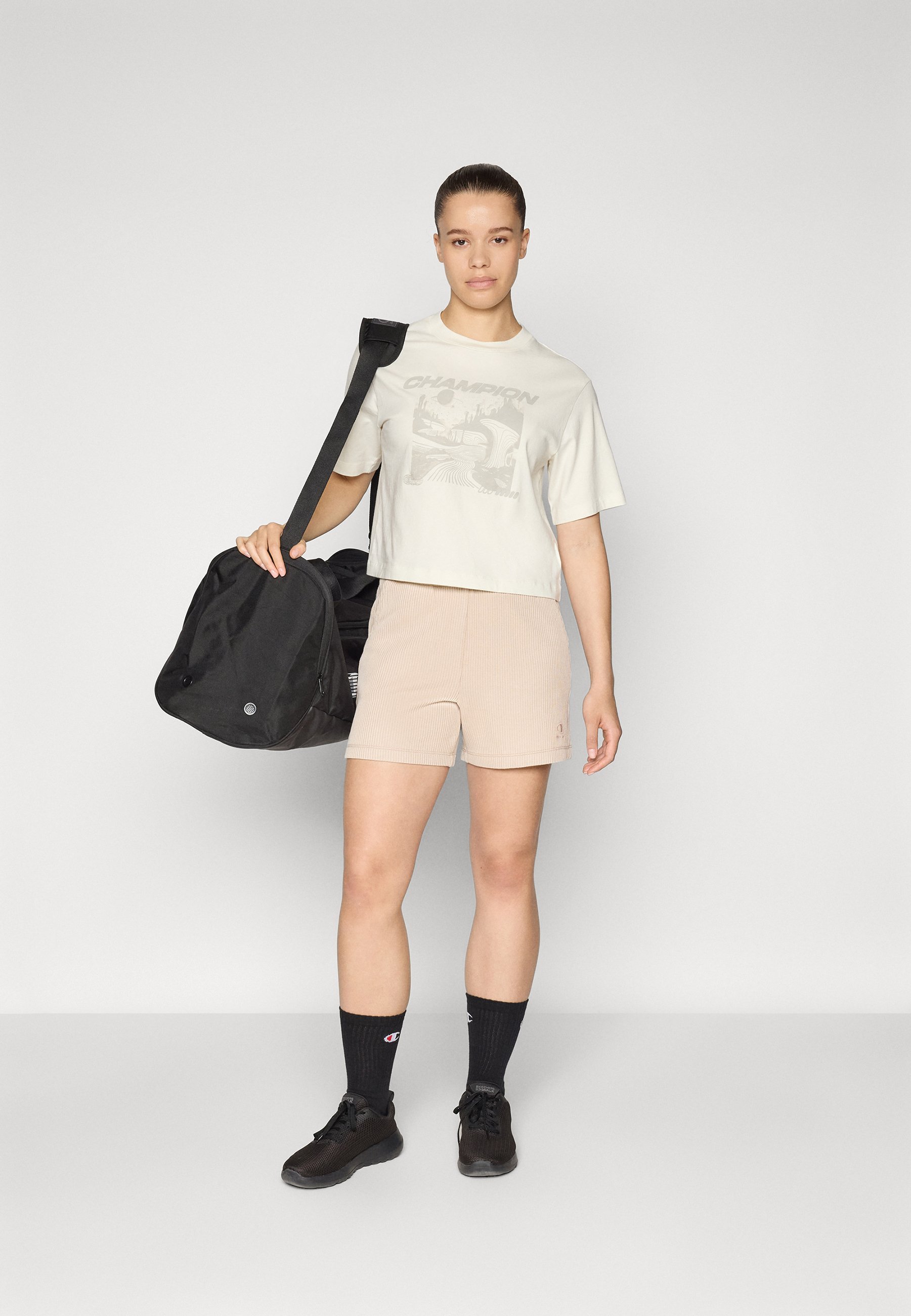 Champion CREWNECK - Tricou cu imprimeu - alb-gălbui