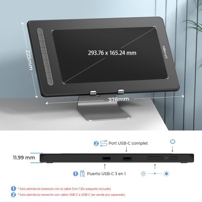 XPPen-Artist 13 2nd Gen-Tablette Graphique avec Ecran en 13.3 Pouces-Stylet à Puce X3 8192 Niveaux-Compatible Windows Mac Linux