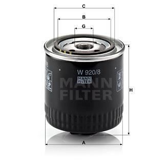 Filtro de aceite MANN FILTER W920/8