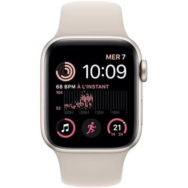 Apple Watch (Serie SE) 2022 GPS 44 mm - Aluminio Starlight - Correa deportiva blanca - Reacondicionado - Excelente estado