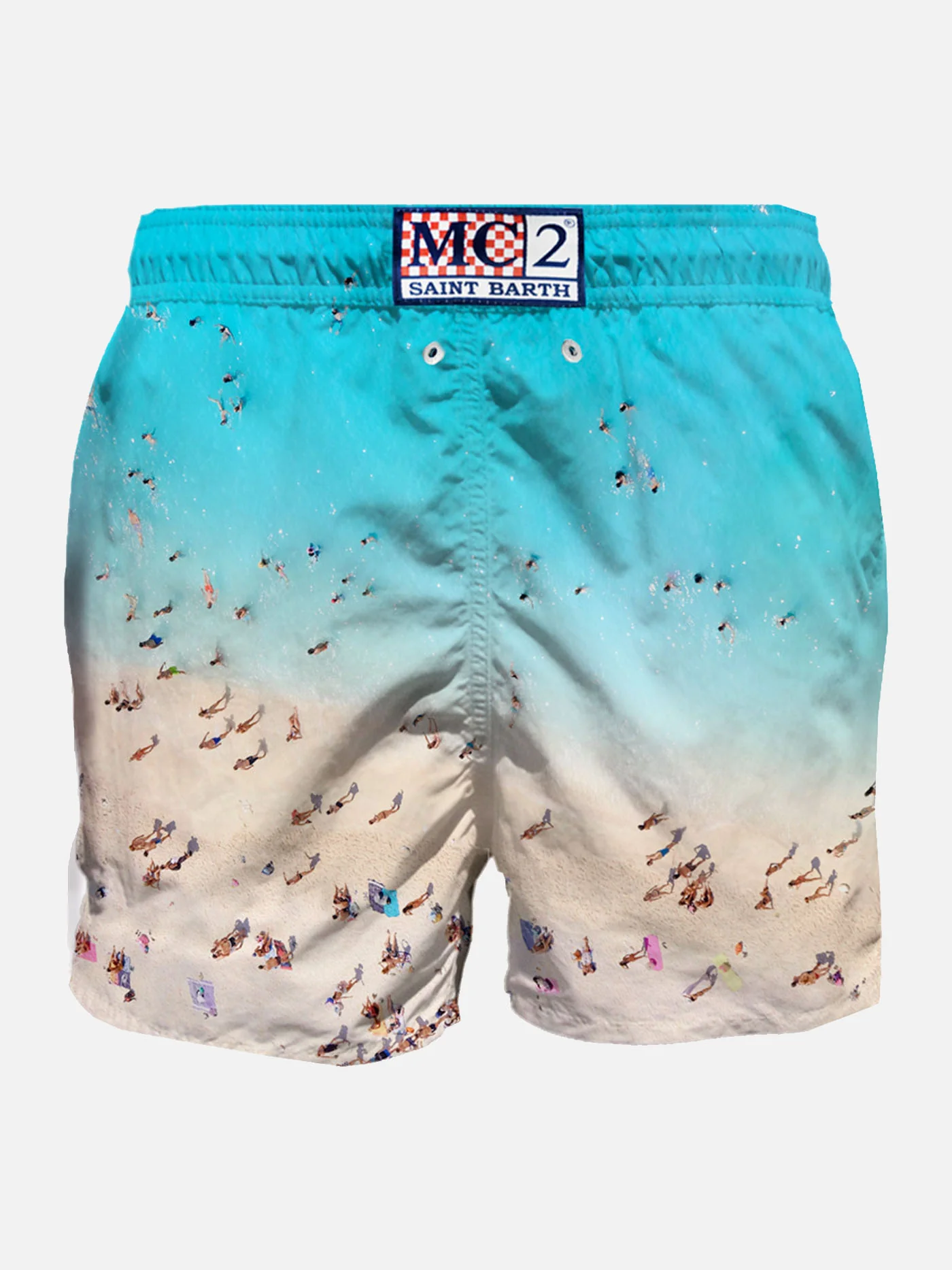 Herrbaddräkt med fototryck på stranden