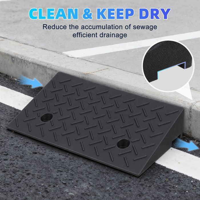 Rampas de bordillo resistentes, antideslizantes, de 50 x 30 cm y 10 cm de altura, que soportan hasta 3175 kg para scooters y motocicletas.