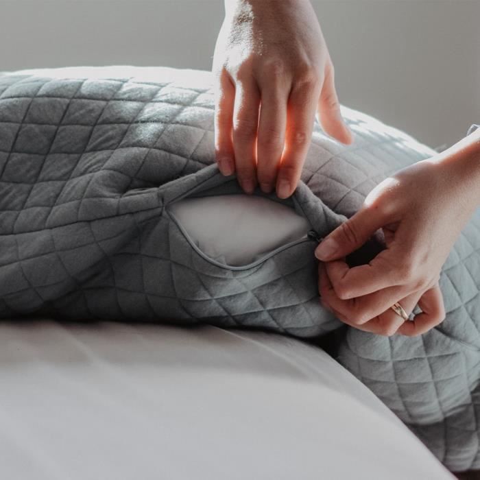 BÉABA - Big Flopsy™ - Pregnancy and Nursing Pillow - Cotton Flower® - 180 cm - Sage Green